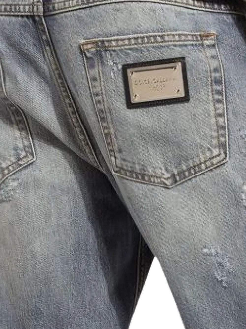 Dolce & Gabbana Jeans met gerafeld logoplakkaat Blauw