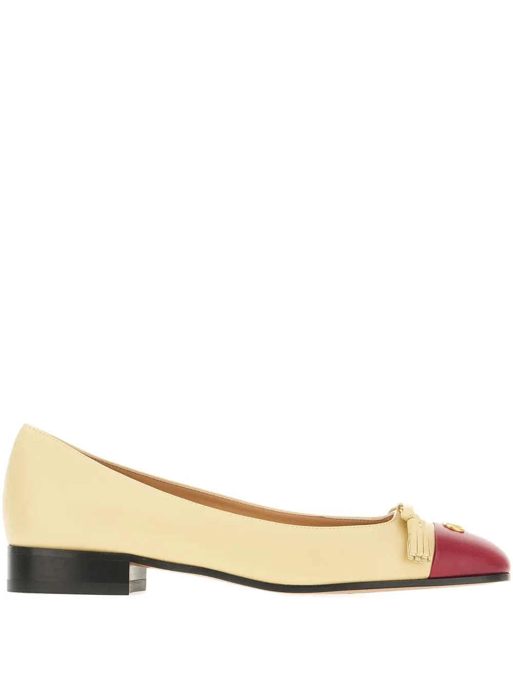 Valentino Garavani tassel-embellished leather ballerina flats Neutrals