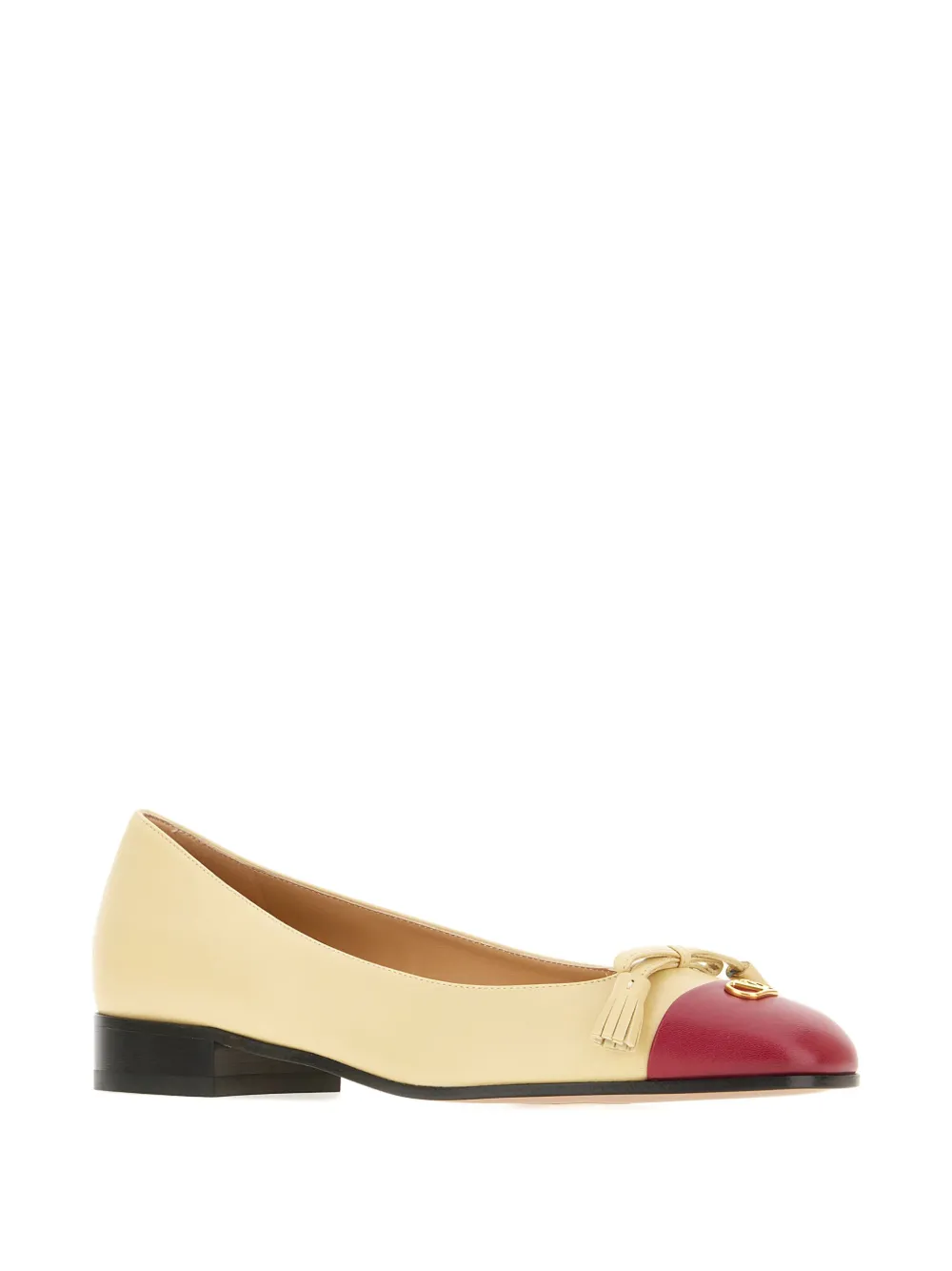 Valentino Garavani tassel-embellished leather ballerina flats Neutrals