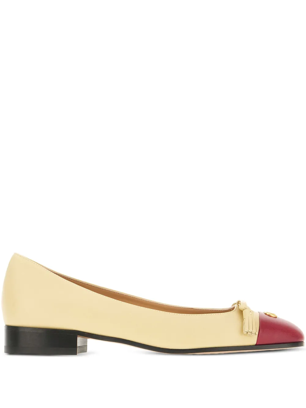 Valentino Garavani tassel-embellished leather flat pumps Neutrals
