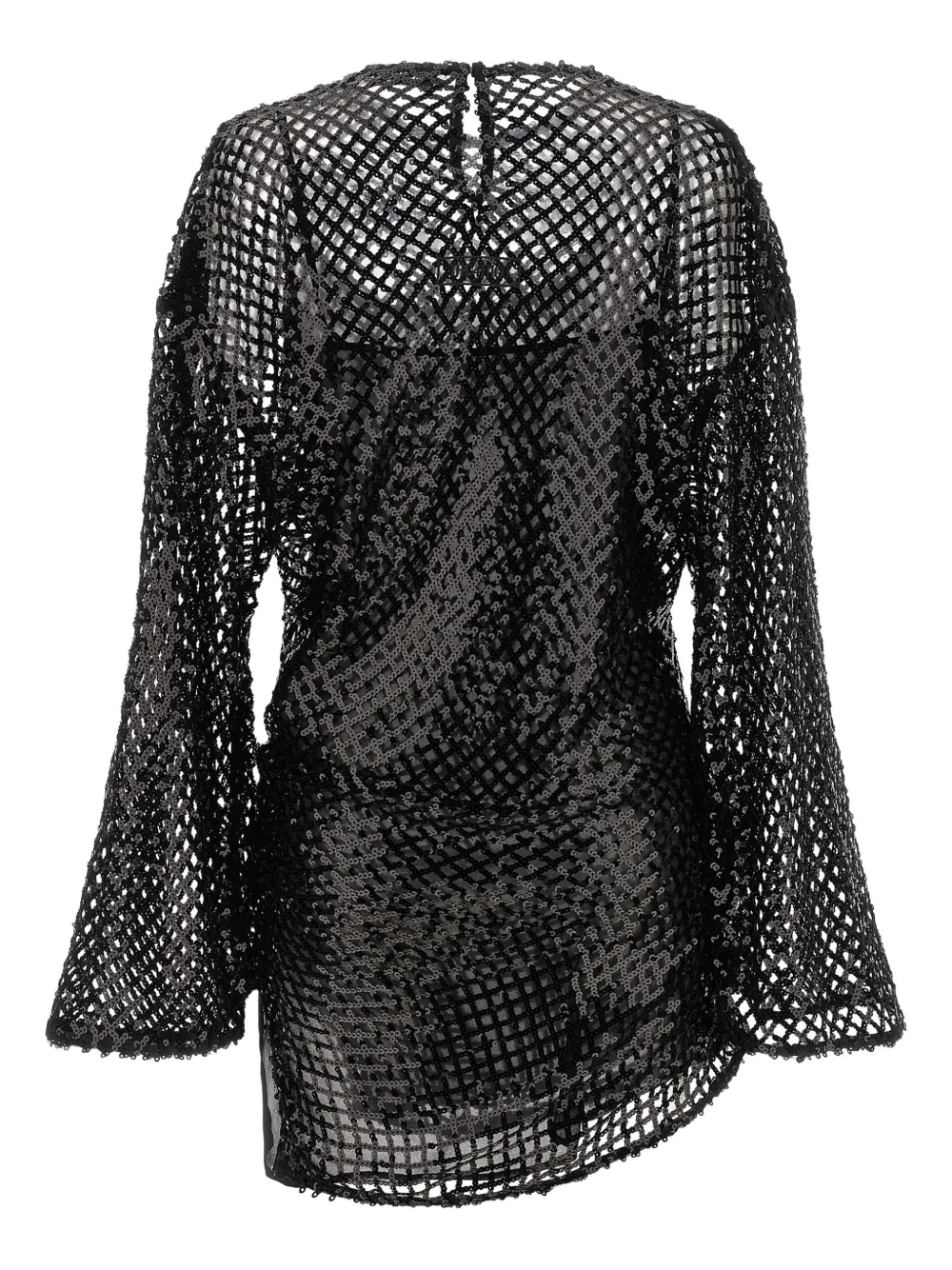 The Attico sequinned-mesh mini dress - Zwart