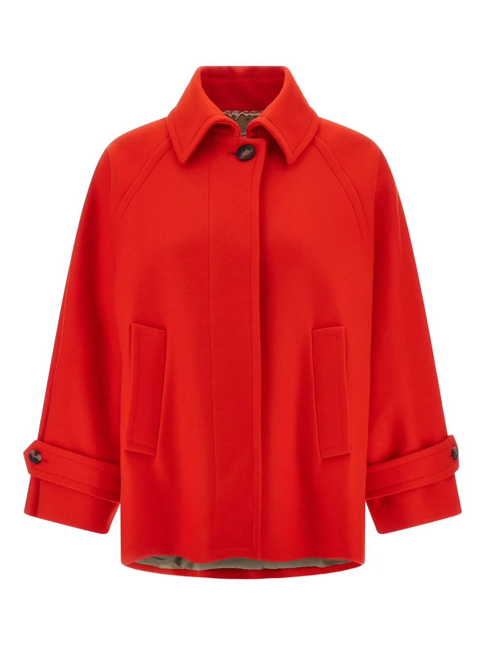 Alberto Biani Collared Neck Coat With Buttoned Cuffs And Front Pockets In Red