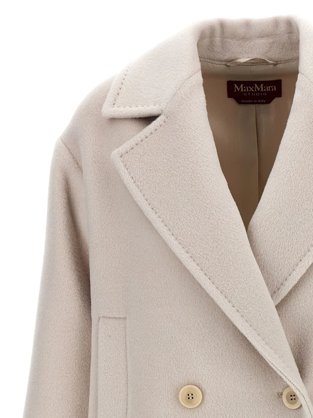 Max Mara alpaca-virgin wool blend double-breasted coat Beige