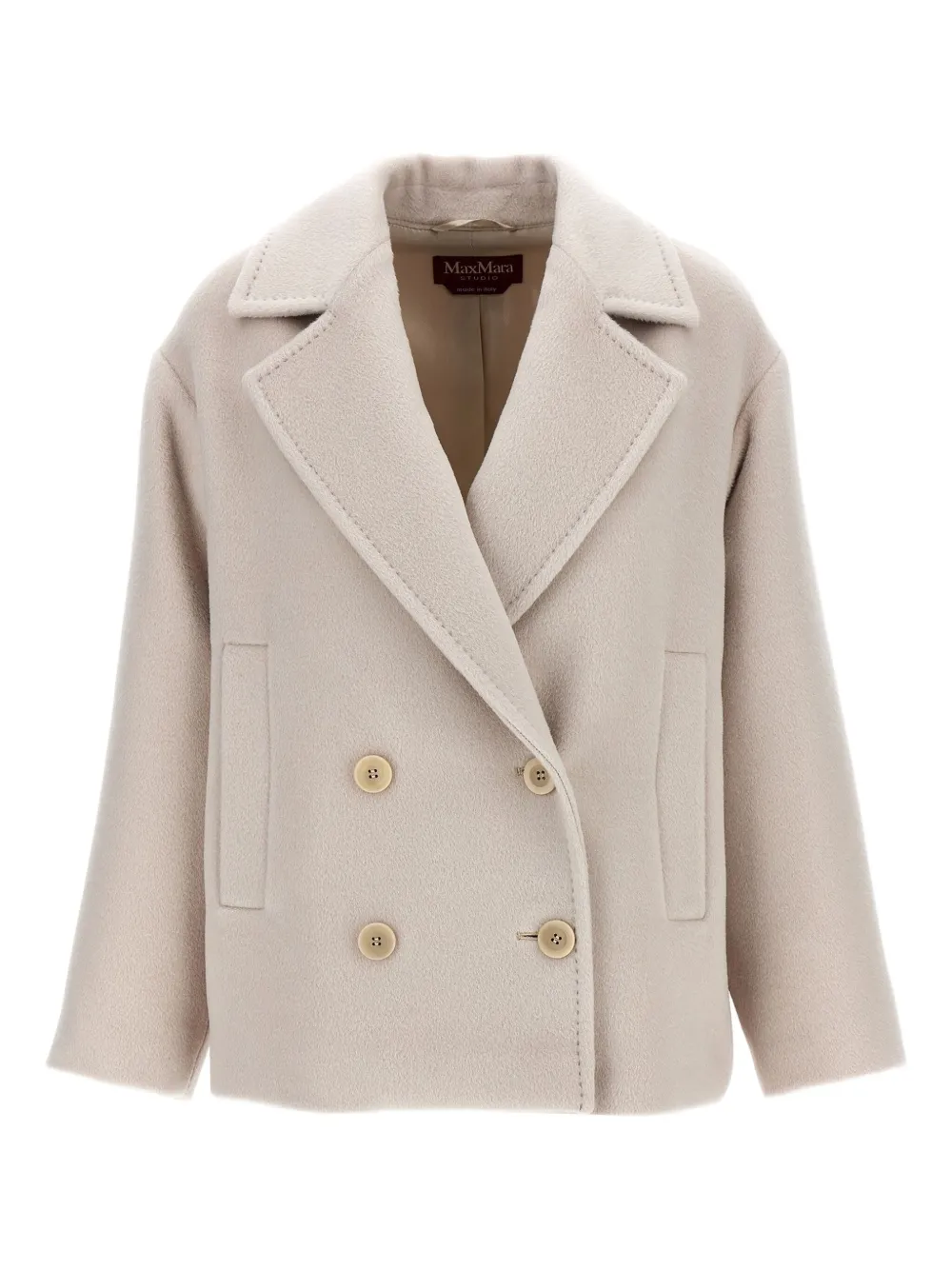 Max Mara alpaca-virgin wool blend double-breasted coat Beige