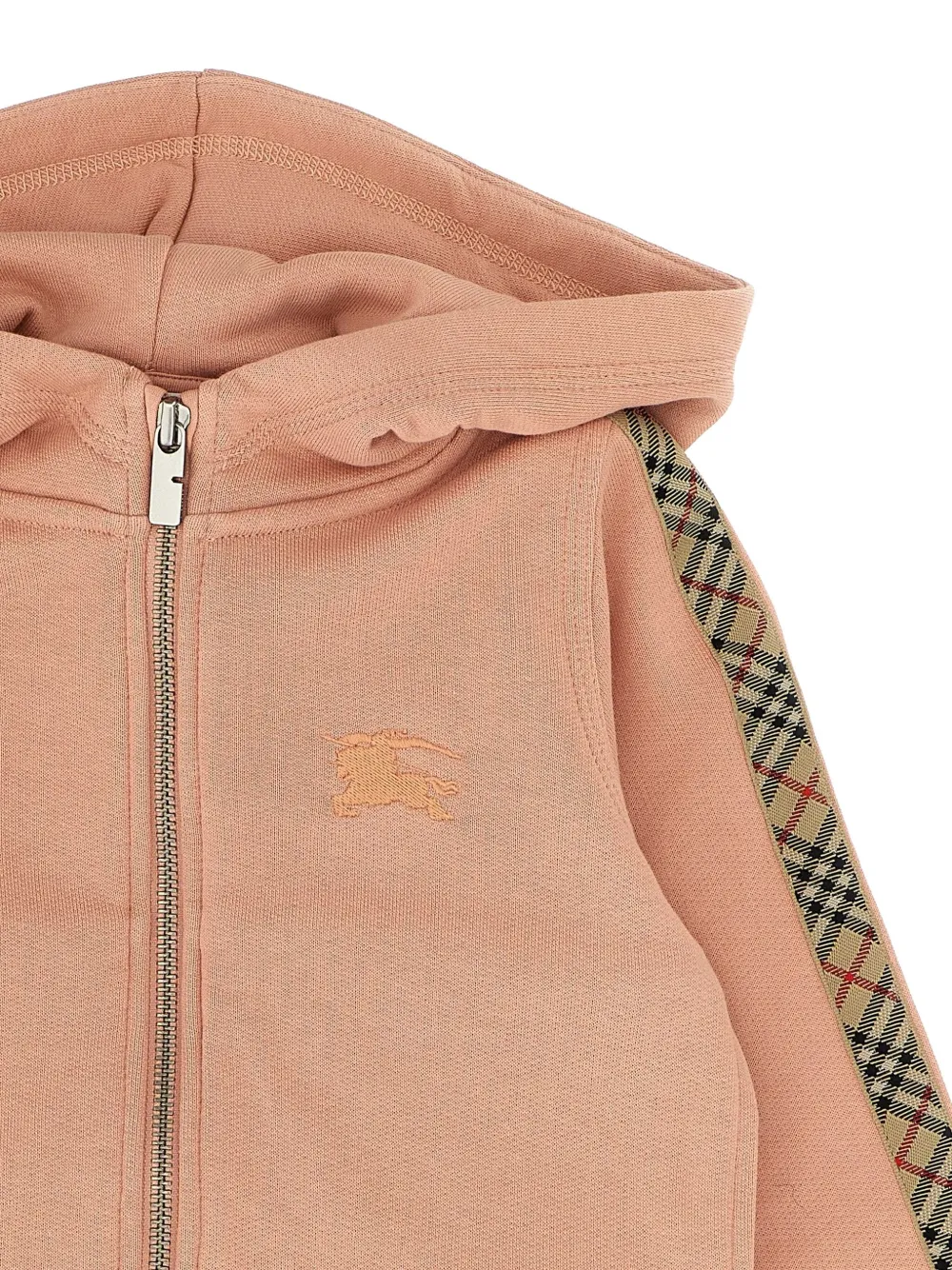 Burberry Kids Equestrian-Knight geruite hoodie Roze