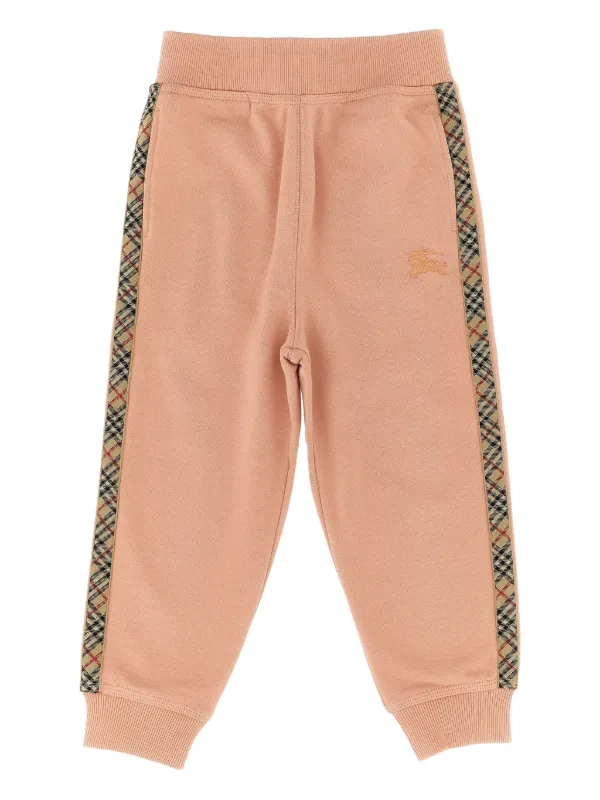 Burberry Kids Jackson Check Tape Casual Trousers Pink