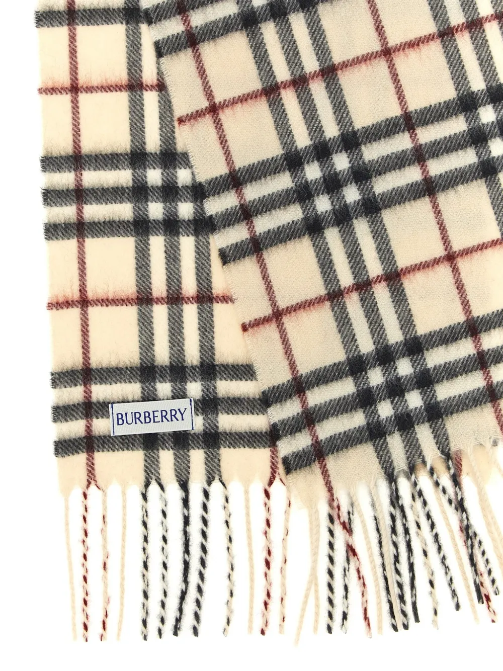 Burberry Kids Geruite sjaal met franje Beige