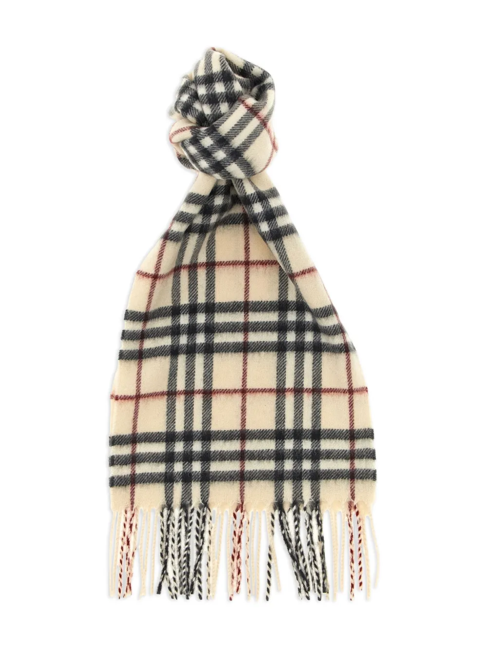 Burberry Kids checked fringed scarf Beige