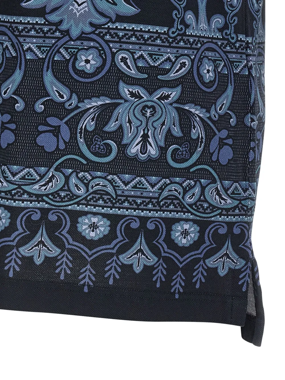 ETRO Press paisley geometric print polo shirt Blauw