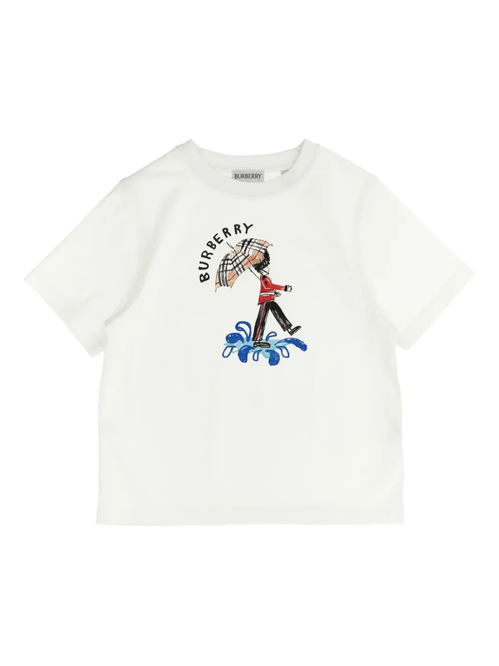 Burberry Kids Katoenen T-shirt met logoprint Wit