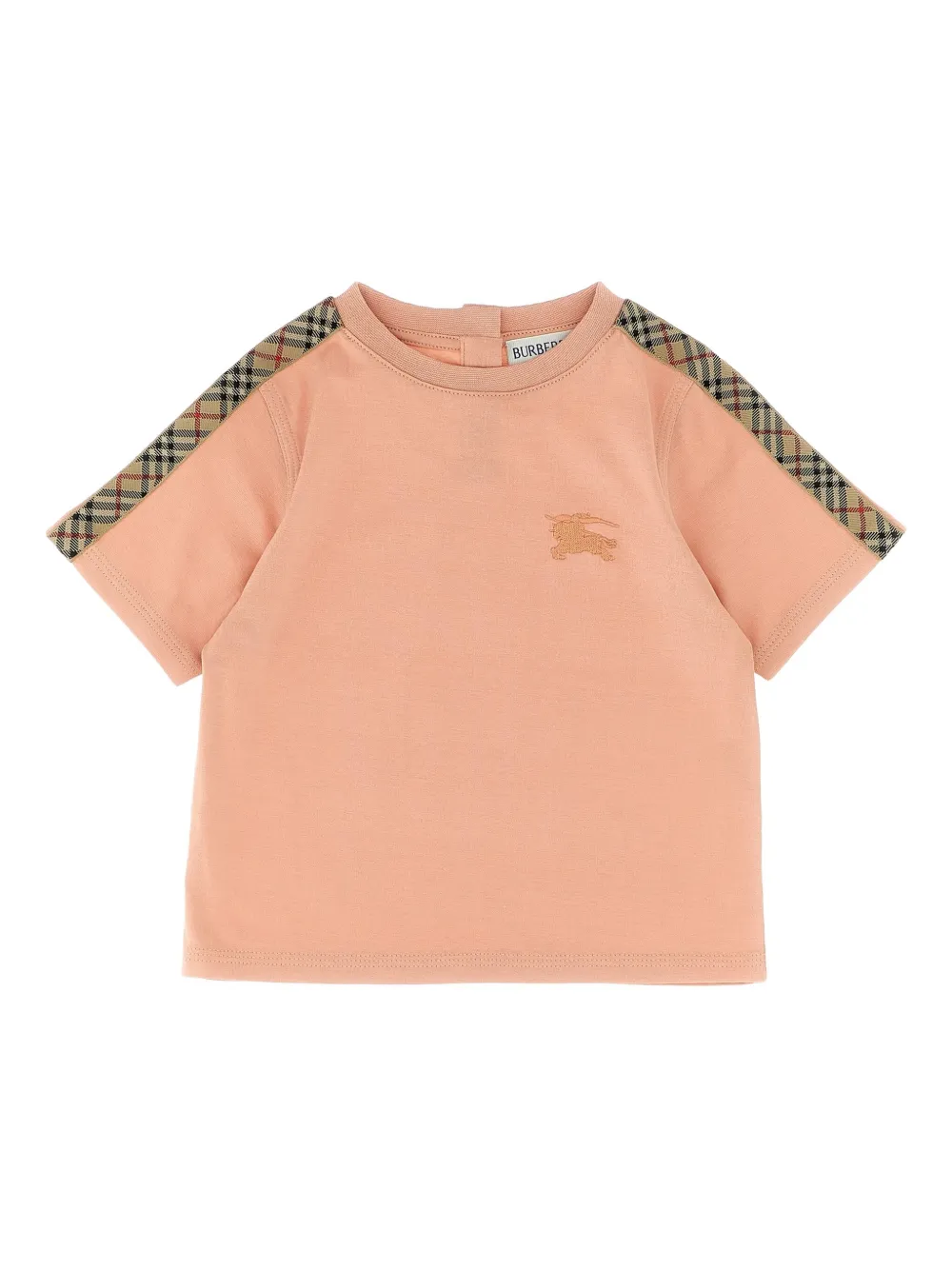 Burberry Kids T-shirt met geruite afwerking en borduurwerk Roze