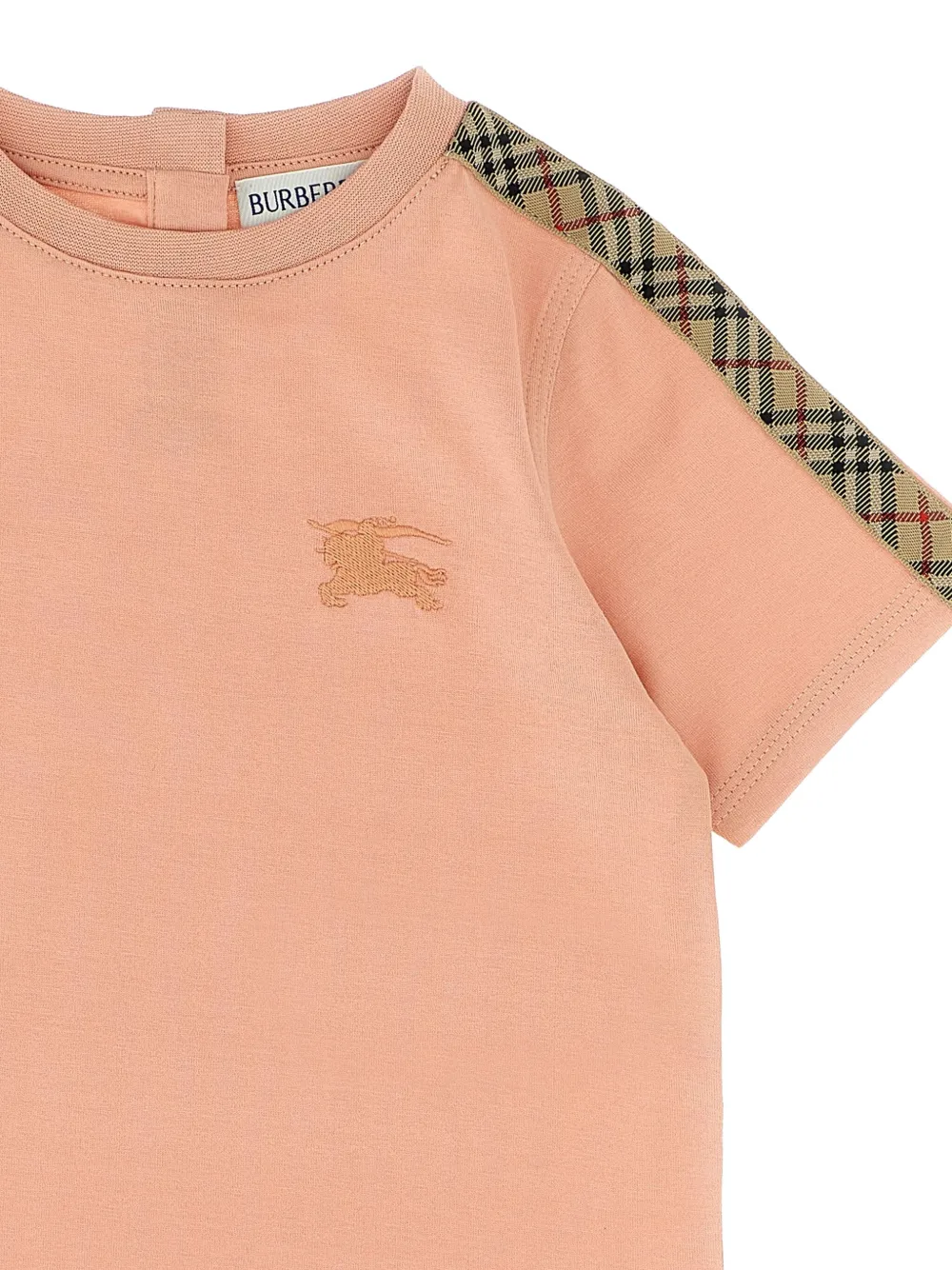 Burberry Kids T-shirt met geruite afwerking en borduurwerk Roze