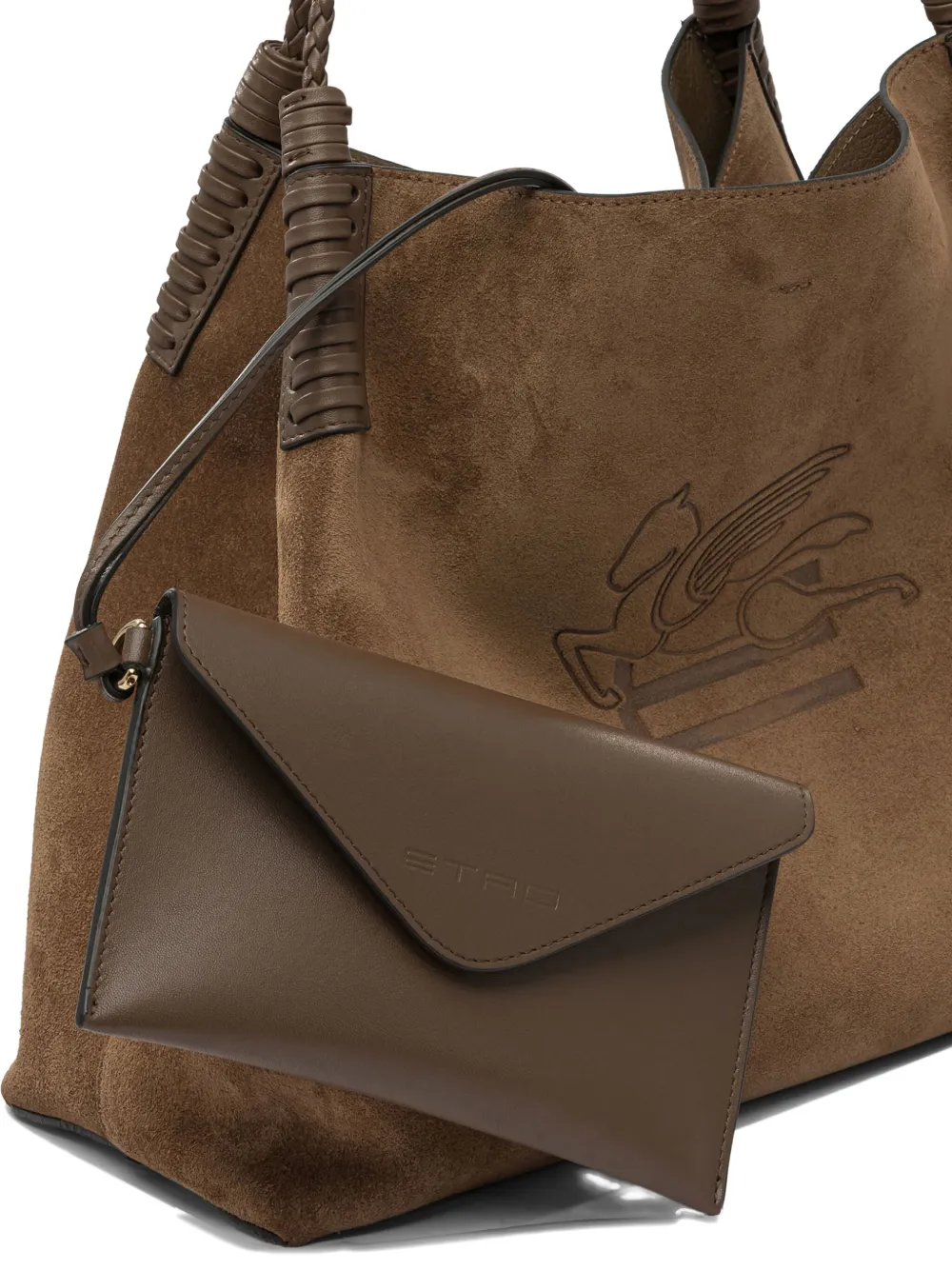 ETRO medium Libra braided-handle suede tote bag Bruin