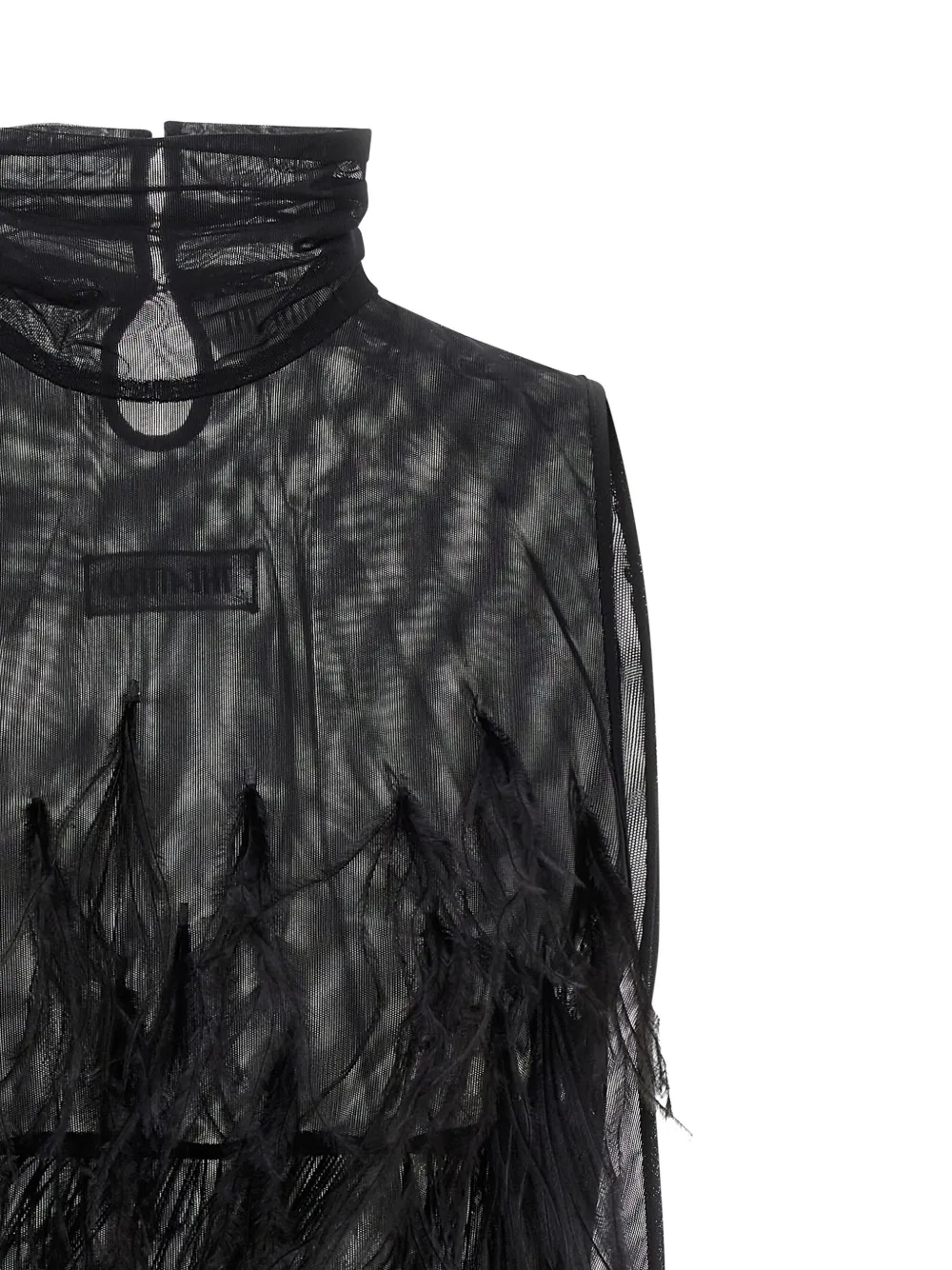 The Attico feather-skirt mini dress Zwart