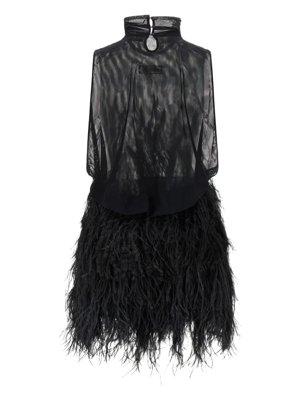 The Attico feather-skirt mini dress - Zwart