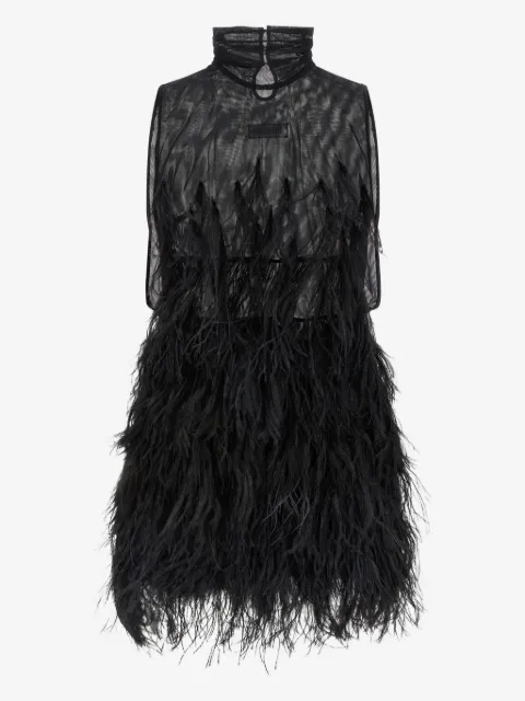 The Attico feather-skirt mini dress