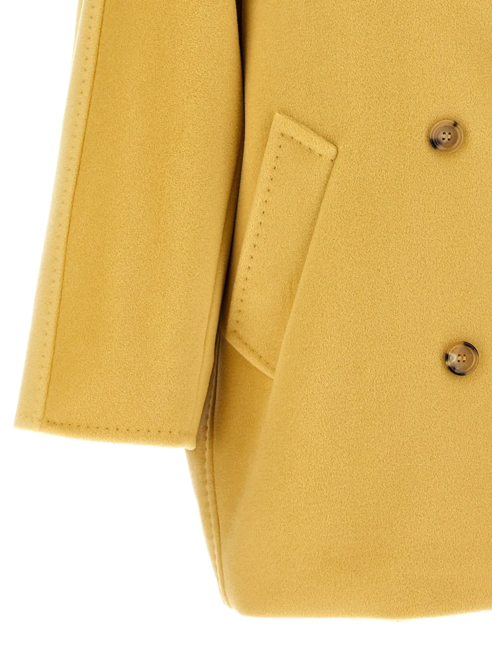 Max Mara Jas van kasjmier-scheerwolblend met dubbele rij knopen Geel