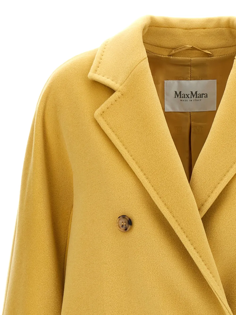 Max Mara Jas van kasjmier-scheerwolblend met dubbele rij knopen Geel