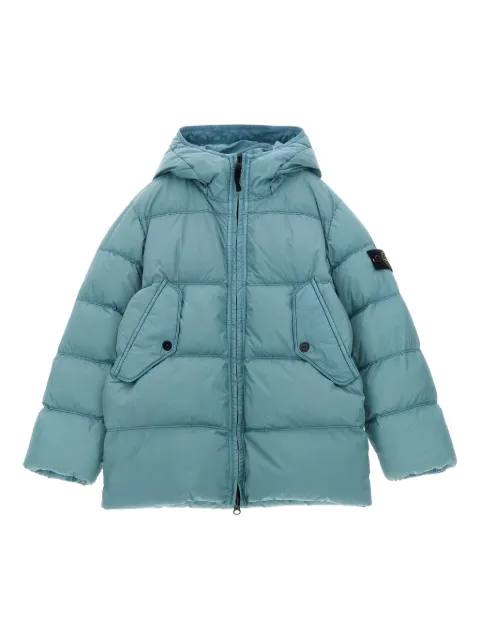 Stone Island Junior quilted-pattern hooded jacket