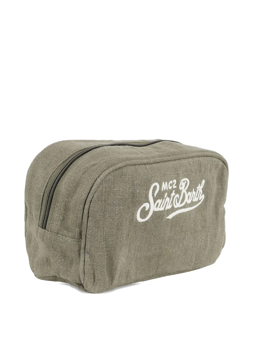 MC2 Saint Barth logo-embroidered zipped wash bag - Groen