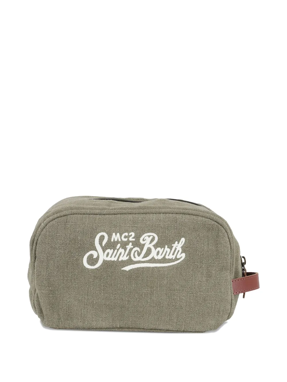 logo-embroidered zipped wash bag