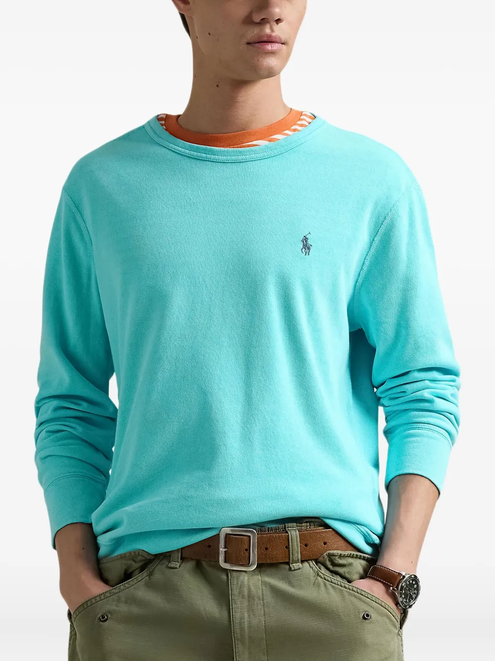 Polo Ralph Lauren logo-embroidered cotton sweatshirt | Blue | Image 1