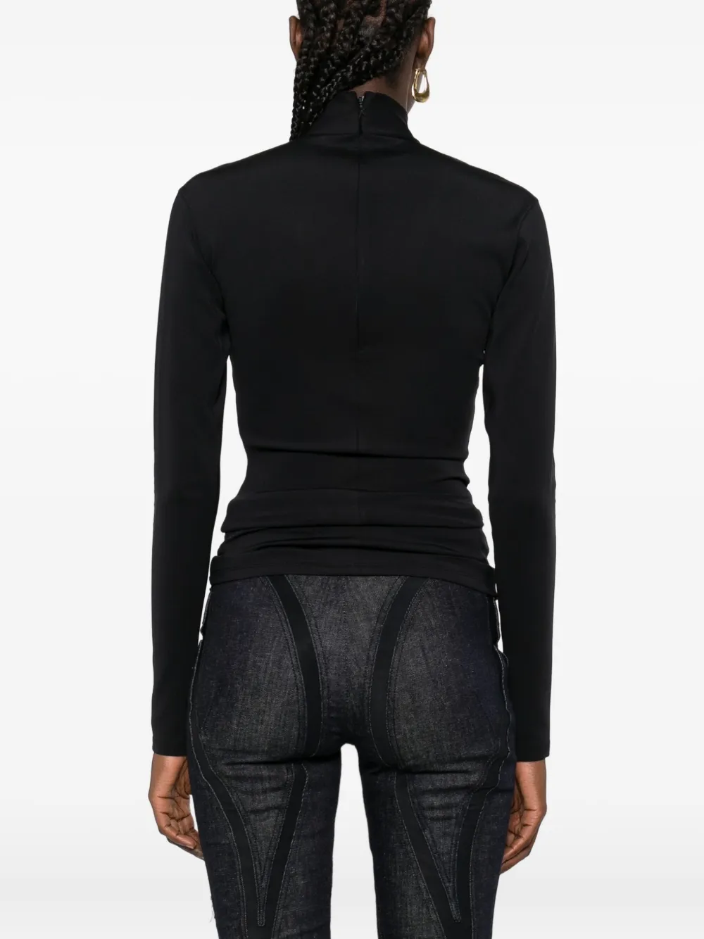 Mugler high-neck long-sleeve T-shirt Zwart
