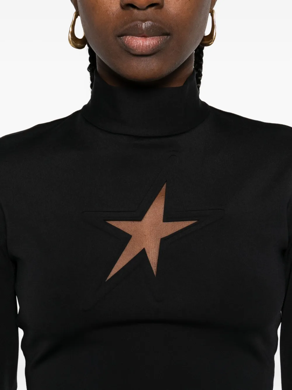 Mugler high-neck long-sleeve T-shirt Zwart