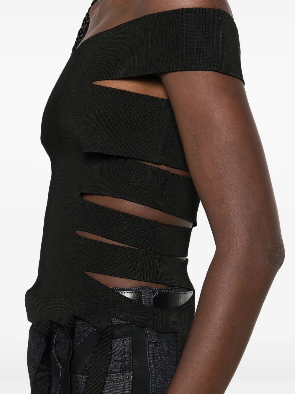 Mugler Asymmetrical Tank-top In Black
