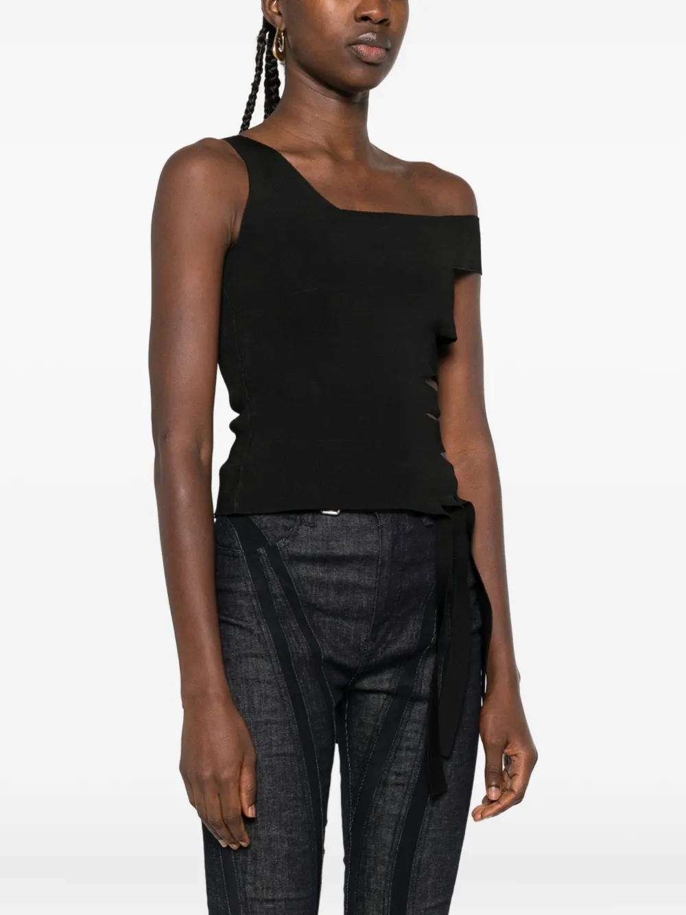 Mugler Asymmetrical Tank-top In Black