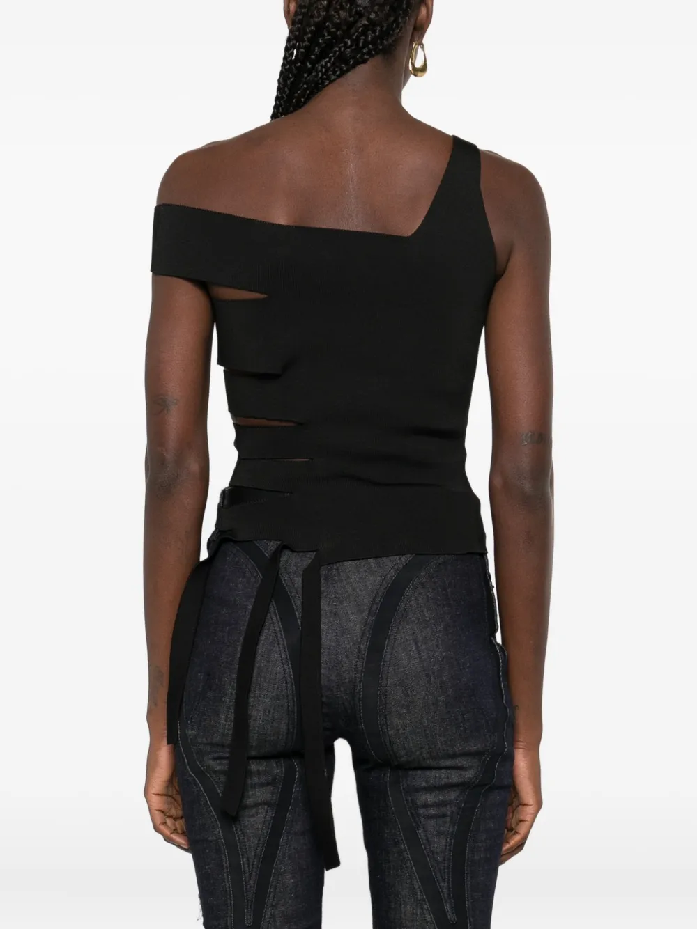 Mugler Asymmetrical Tank-top In Black