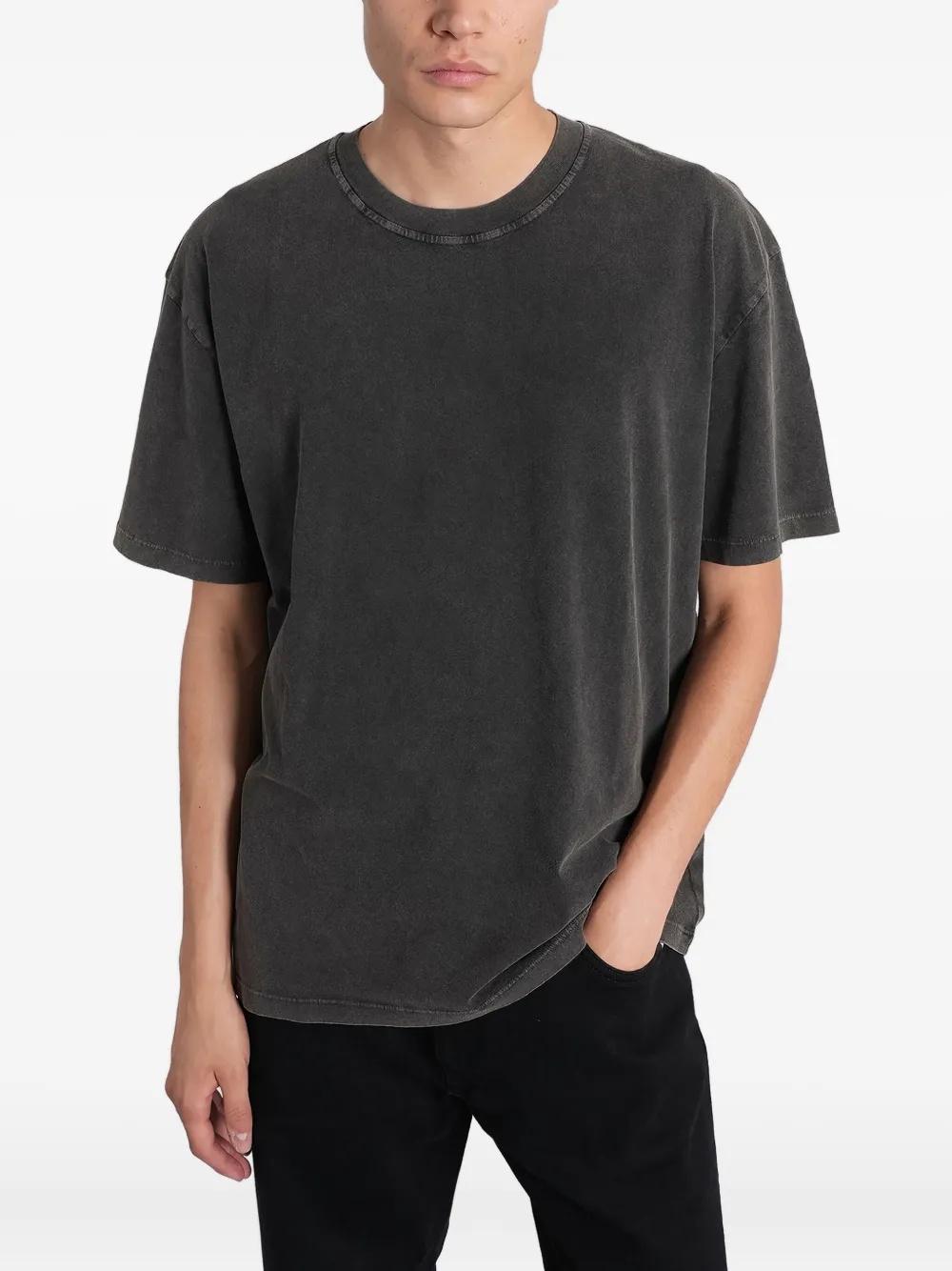 Amish Washed-effect Cotton T-shirt In Gray
