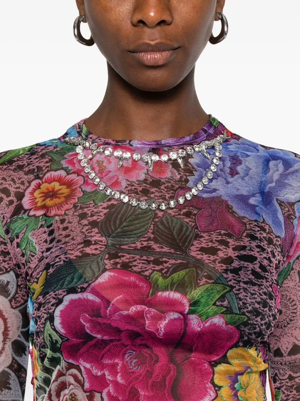 AREA Midi-jurk met bloemenprint Roze