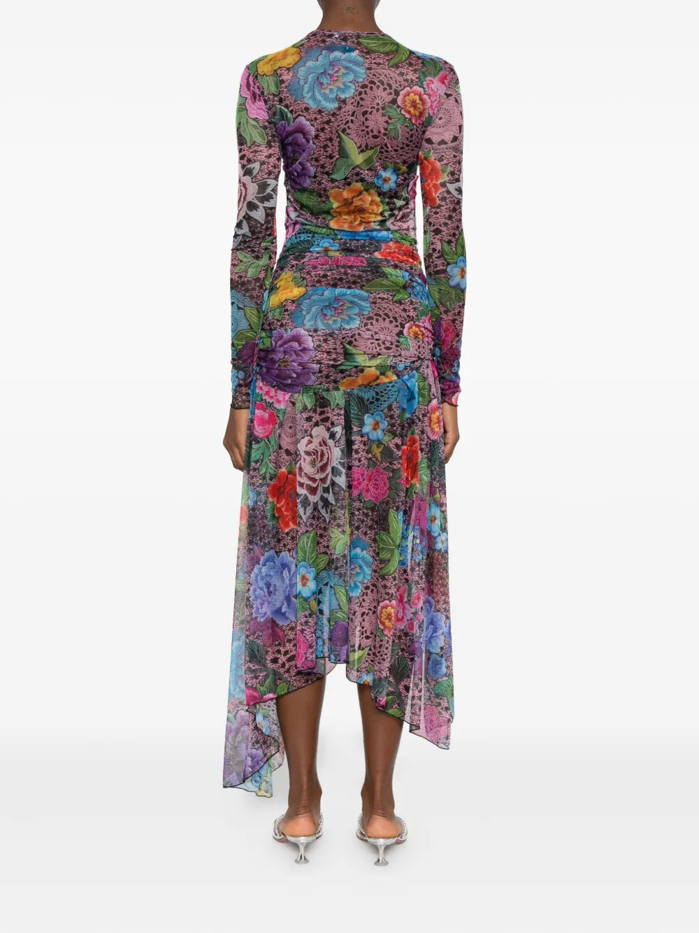 AREA Midi-jurk met bloemenprint Roze