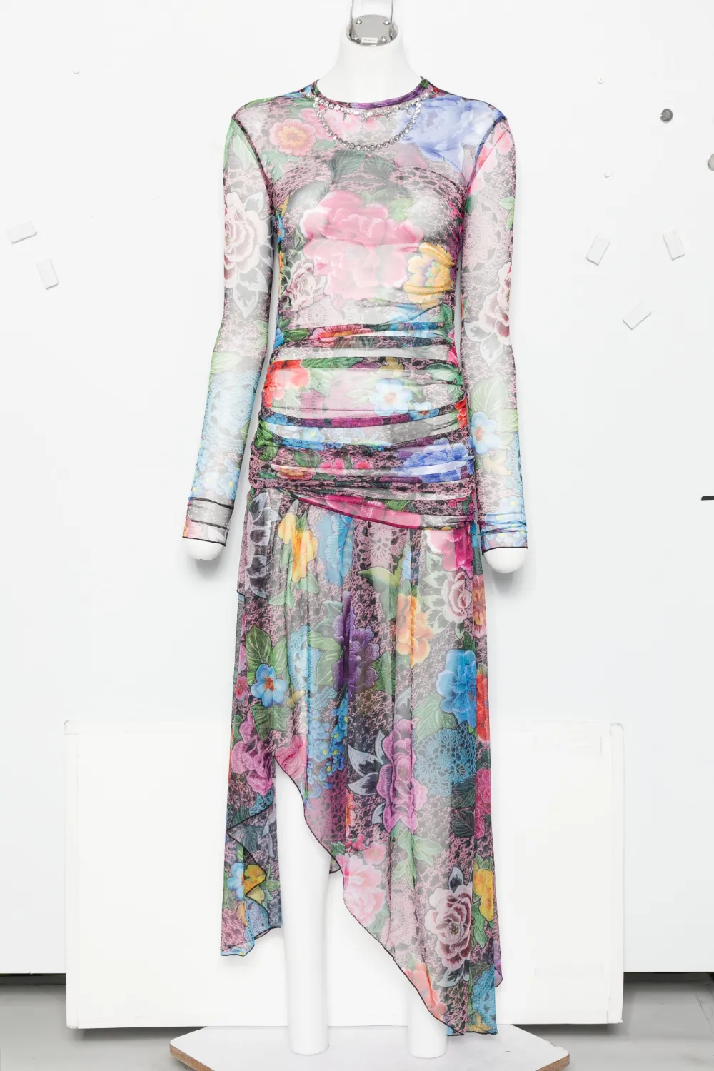 AREA Midi-jurk met bloemenprint Roze