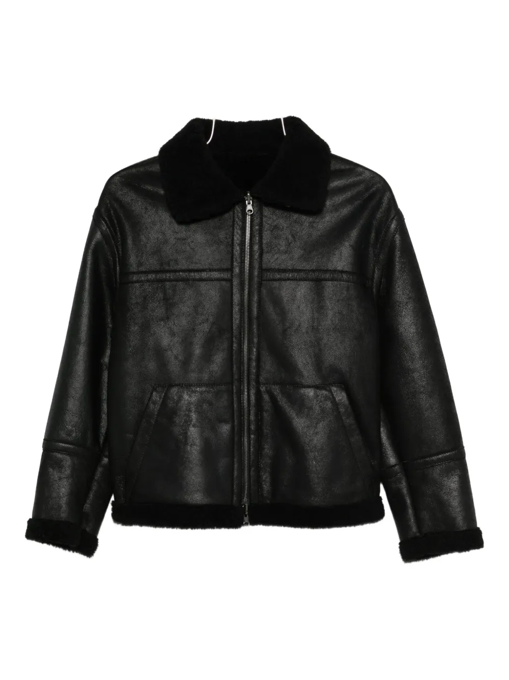 Salvatore Santoro Shearling-collar Leather Jacket In Black