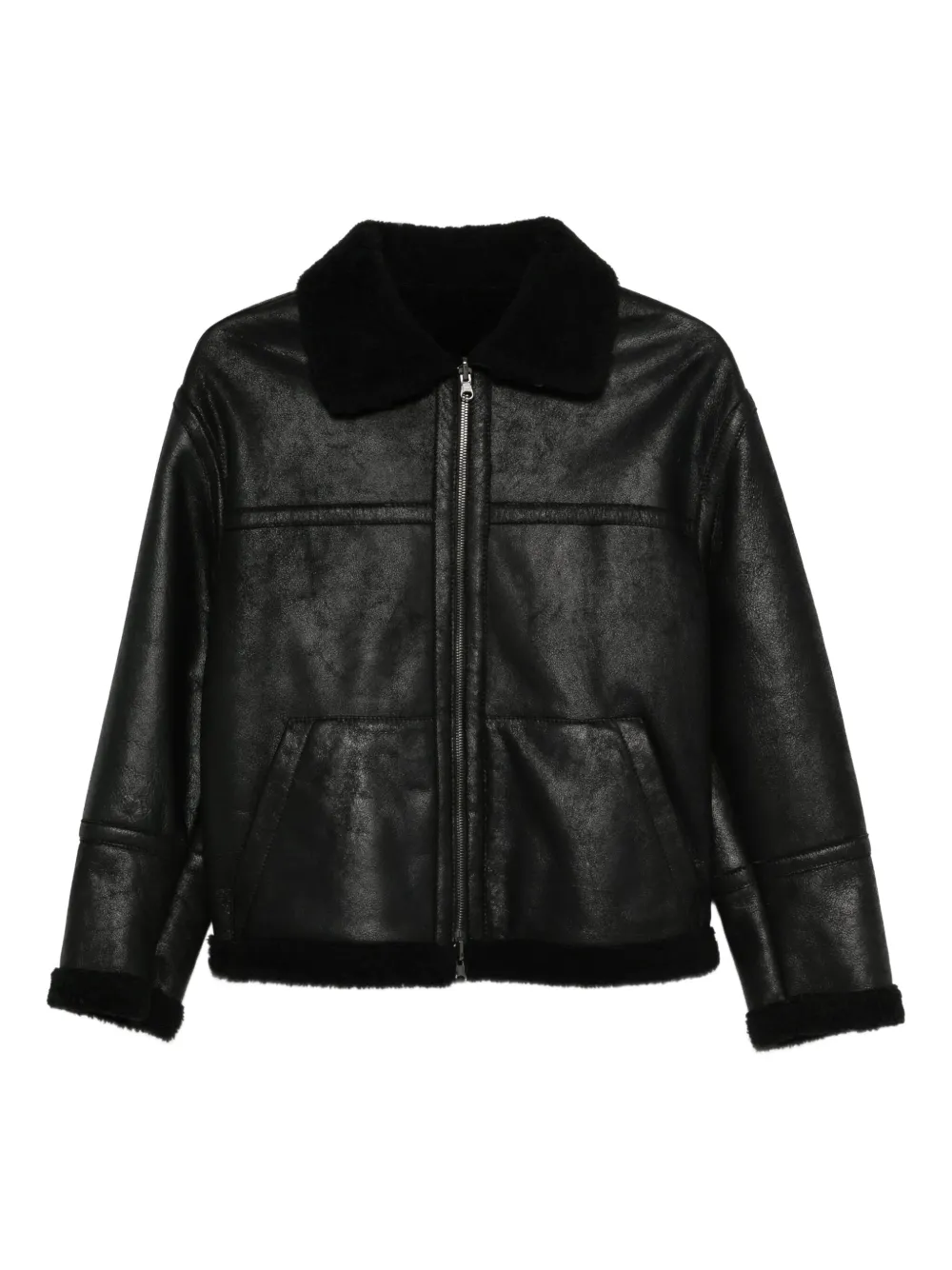 Salvatore Santoro shearling-collar leather jacket - Nero