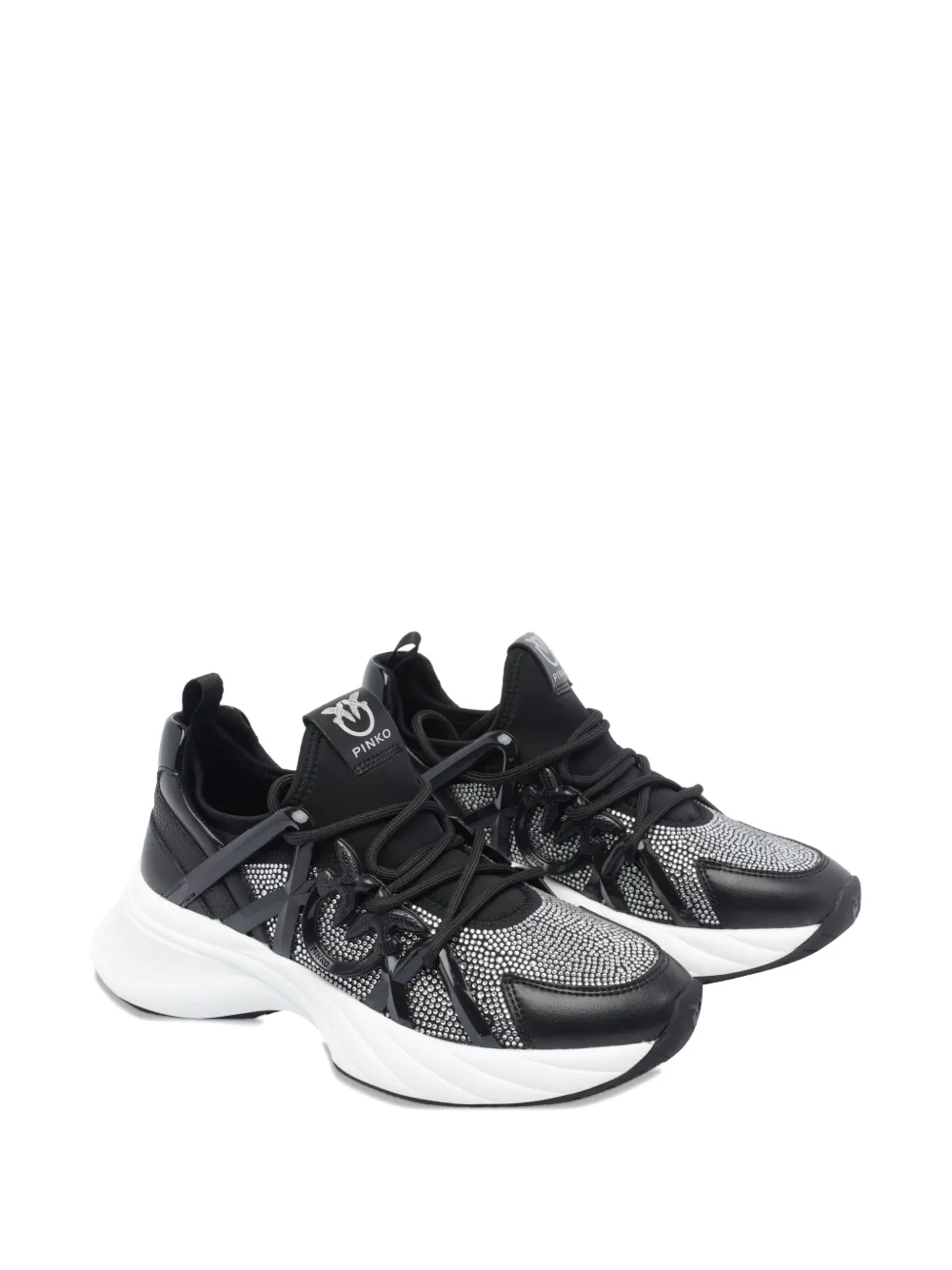 PINKO crystal-embellished sneakers - Zwart