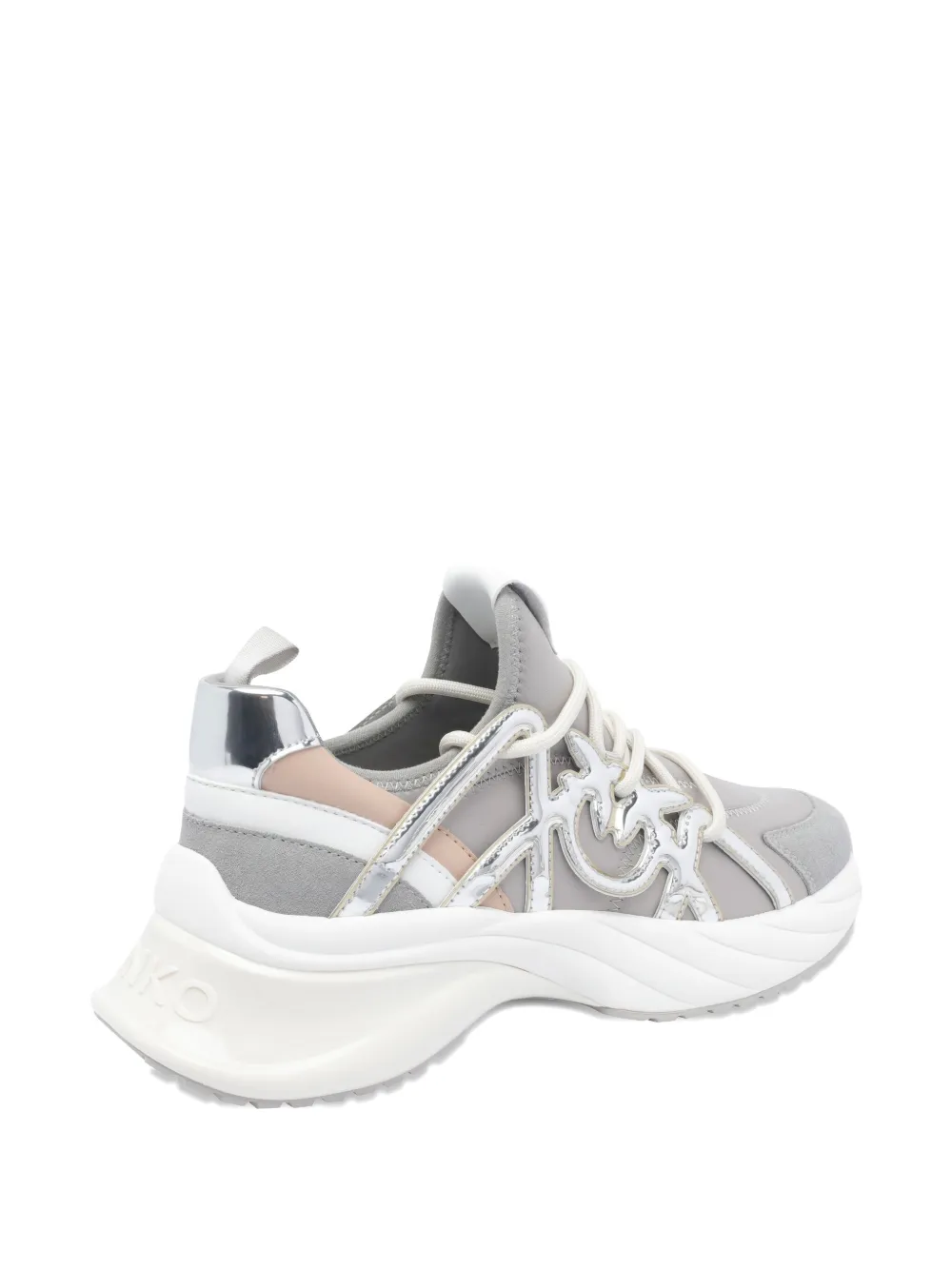 Pinko Ariel Metallic-panel Lace-up Sneakers In Gray