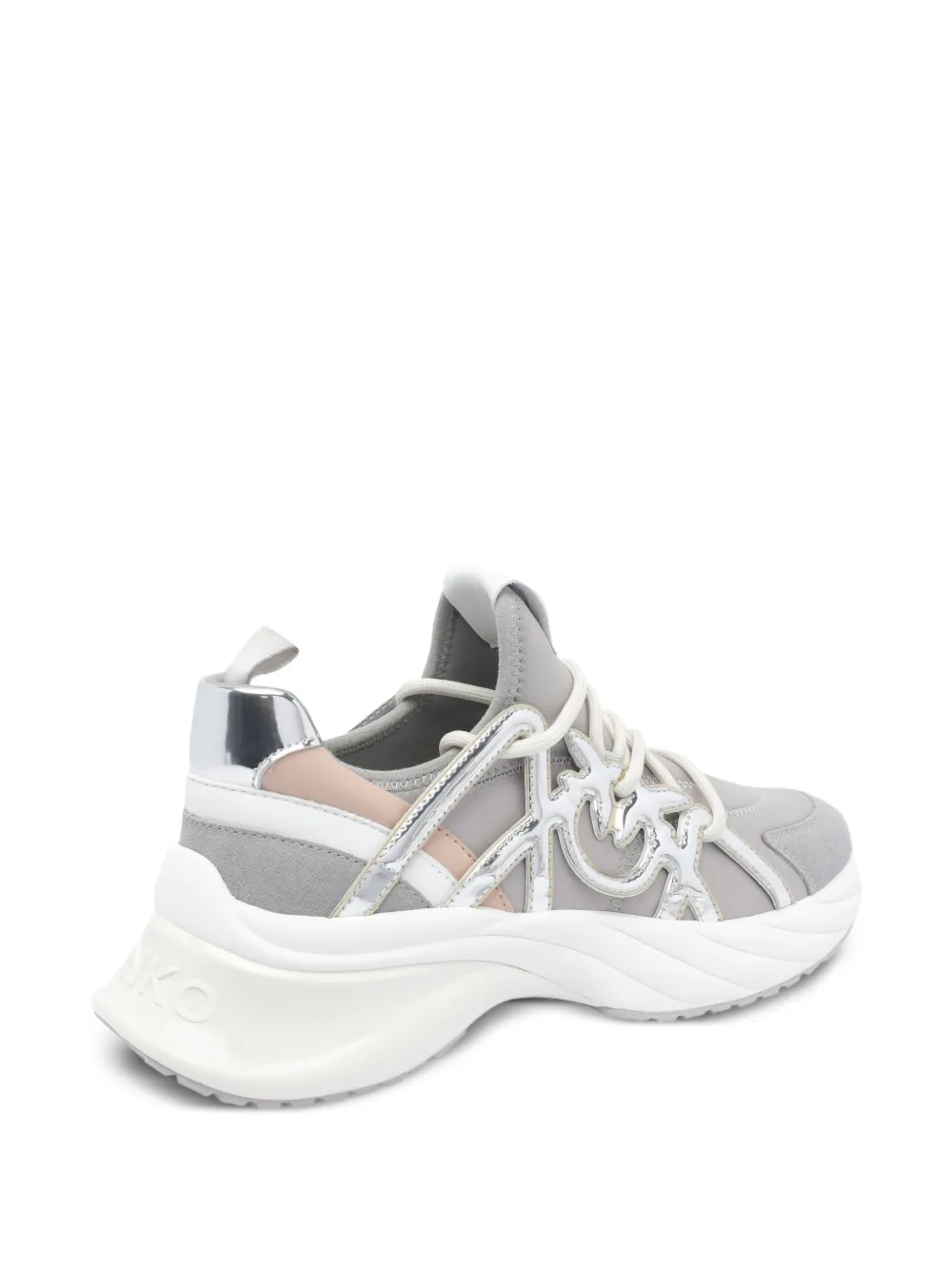 PINKO Ariel metallic-panel lace-up sneakers Grey