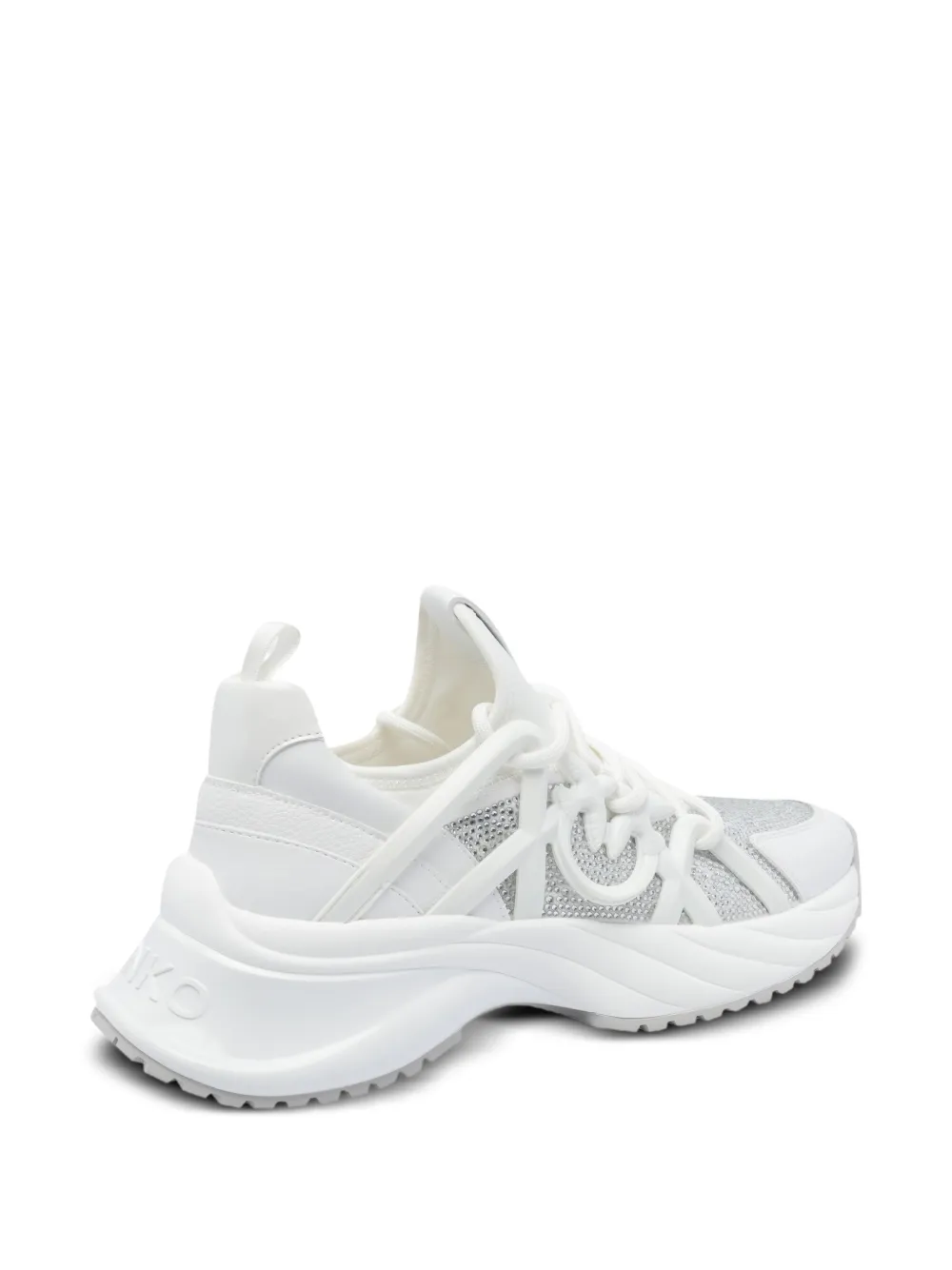 PINKO Ariel crystal-embellished lace-up sneakers - Wit