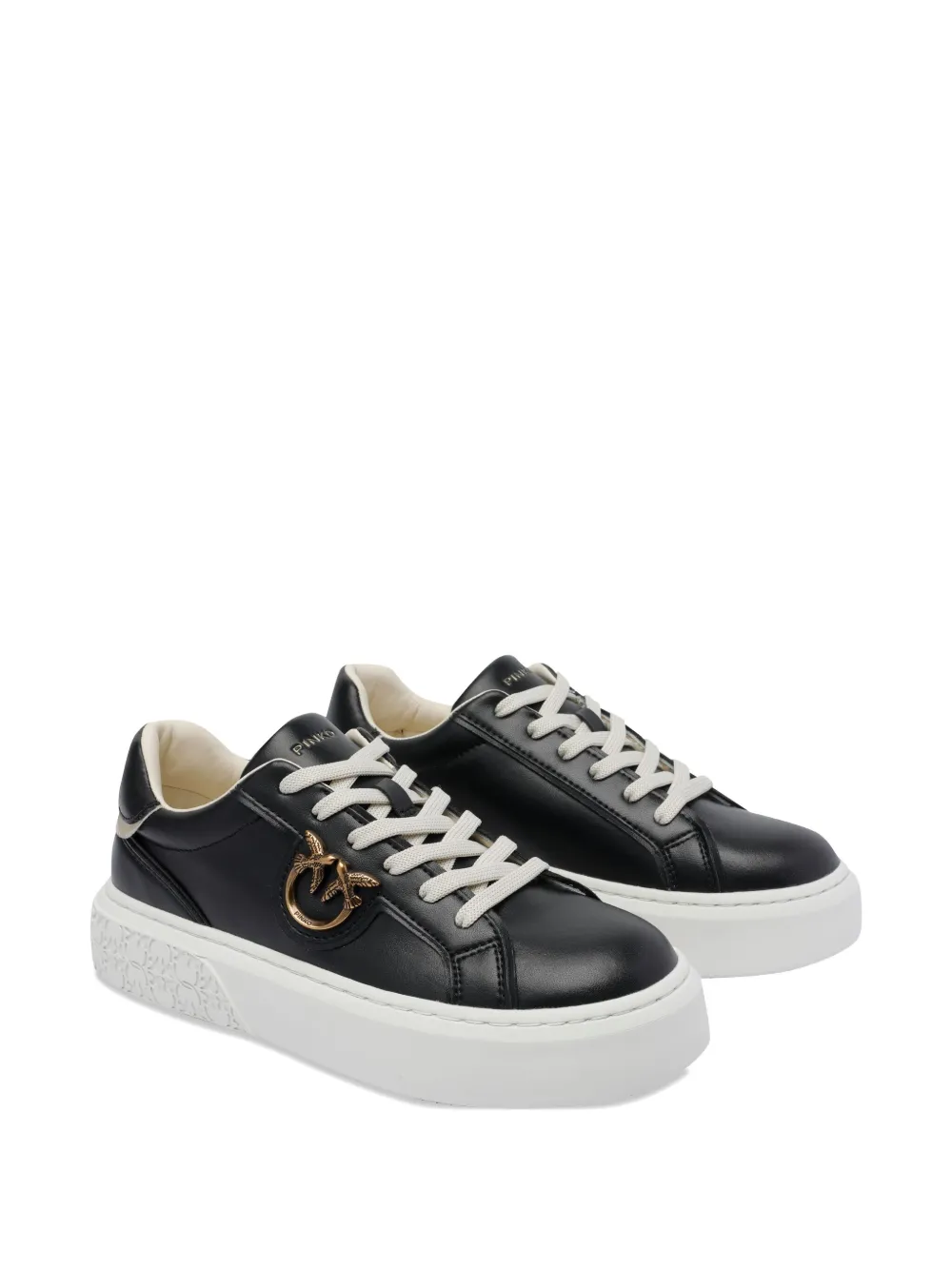 PINKO Yoko 06 metallic-trim platform sneakers - Zwart