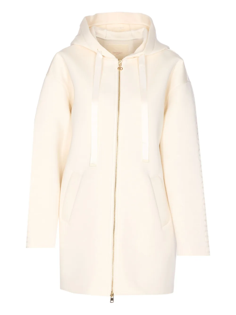 TWINSET hooded zip-up coat Wit