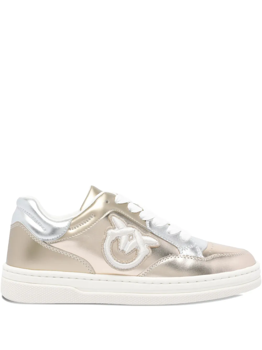 PINKO metallic logo-detail sneakers Neutrals
