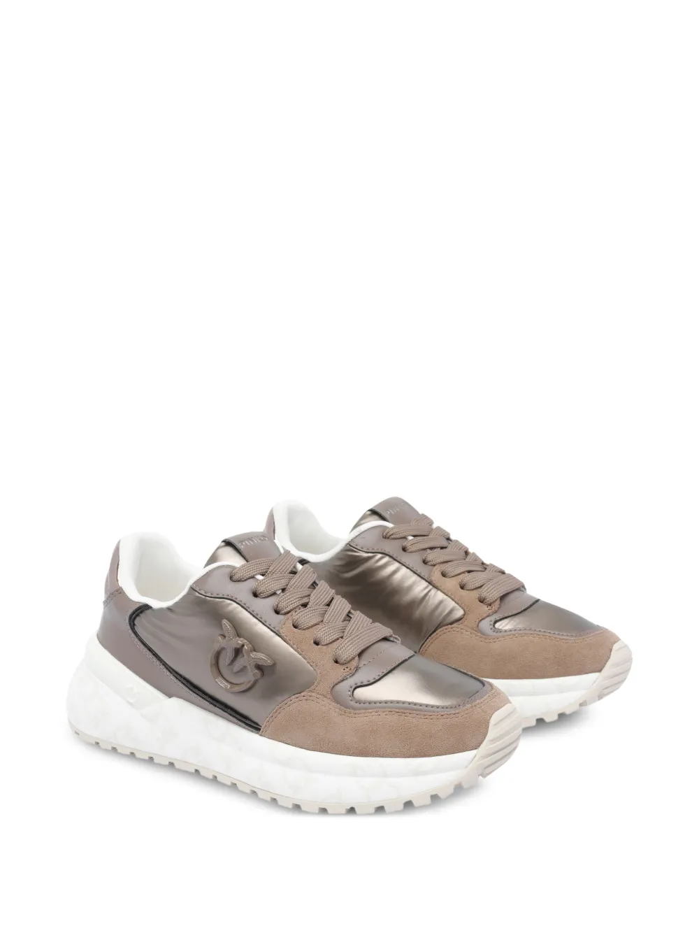 PINKO metallic-panel chunky-sole sneakers - Bruin
