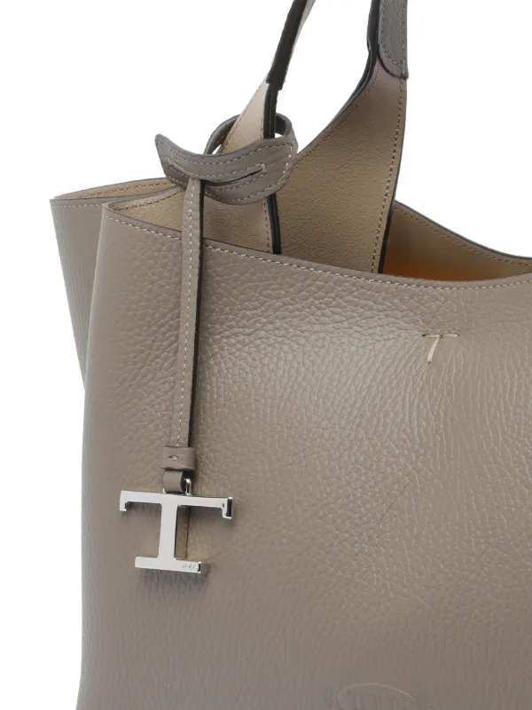 Tod's T-logo Leather Tote Bag | Grey | FARFETCH
