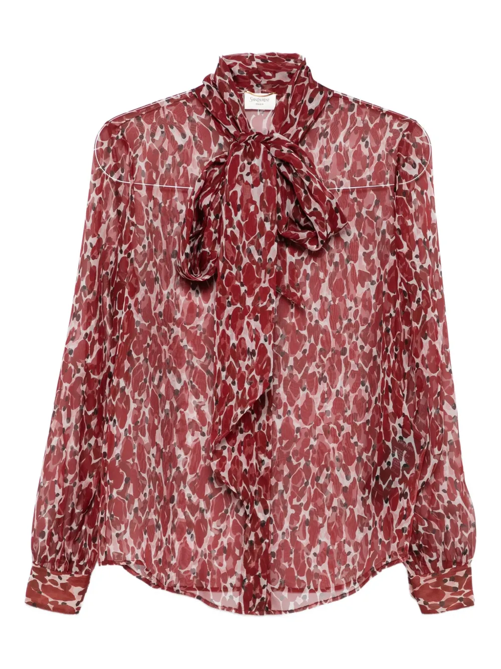 Saint Laurent Abstract-pattern Blouse In Red