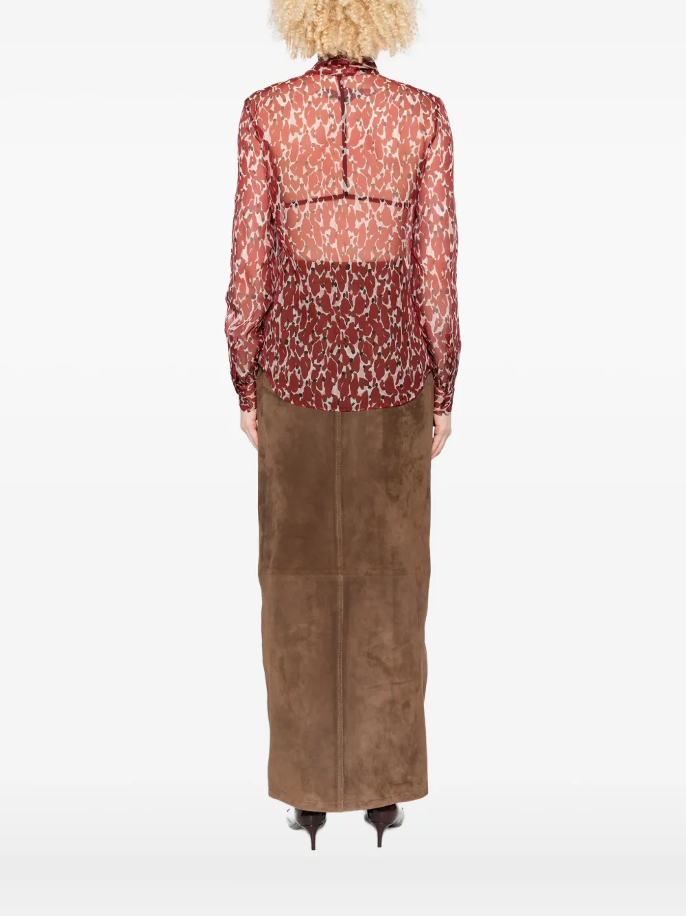 Saint Laurent Abstract-pattern Blouse In Red