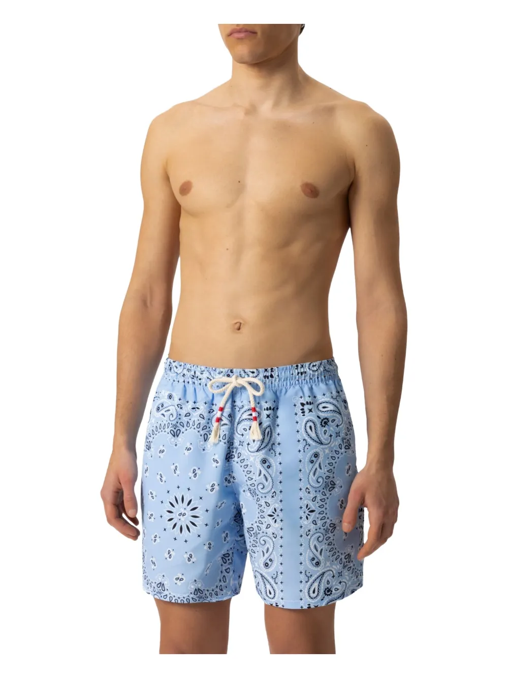 Mc2 Saint Barth All-over Print Mid-length Swimwear Drawstring In Blue