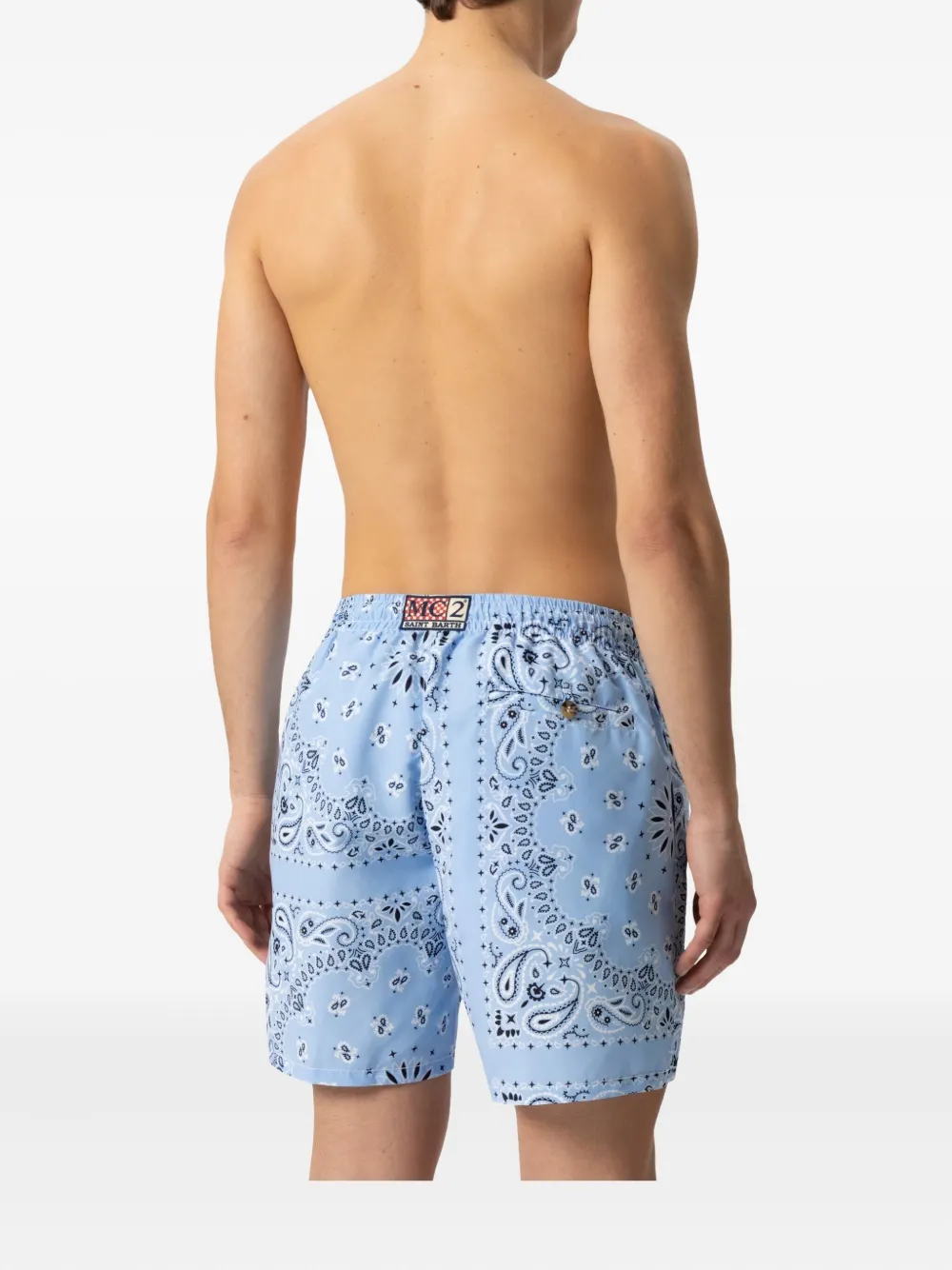 Mc2 Saint Barth All-over Print Mid-length Swimwear Drawstring In Blue